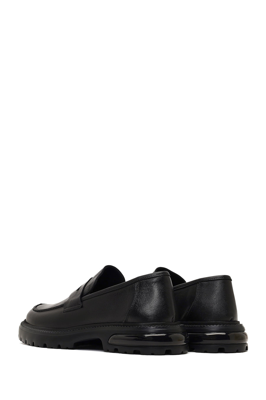 Men's Black Thick-Soled Leather Loafer