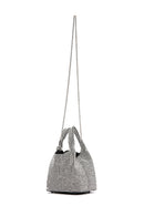 Women's Silver Long Chain Strap Stone Cross Bag | Derimod