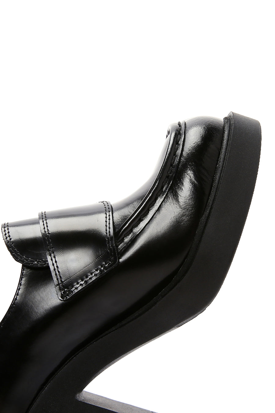 Kadın Siyah Rugan Deri Topuklu Loafer