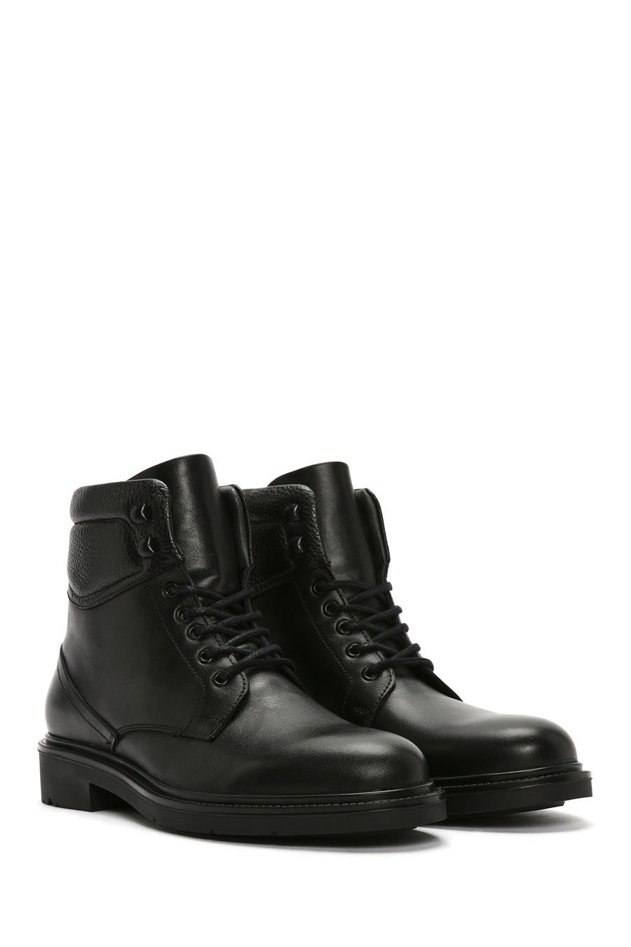Men's Black Lace-Up Leather Boots