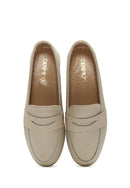 Women's Beige Leather Comfort Loafer | Derimod