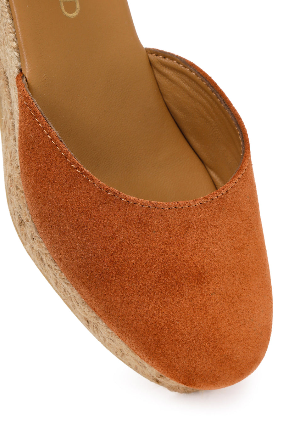Women's Orange Ankle Strap Wedge Heel Suede Leather Espadrille Sandals