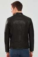 Dali Men's Black Sports Leather Jacket | Derimod