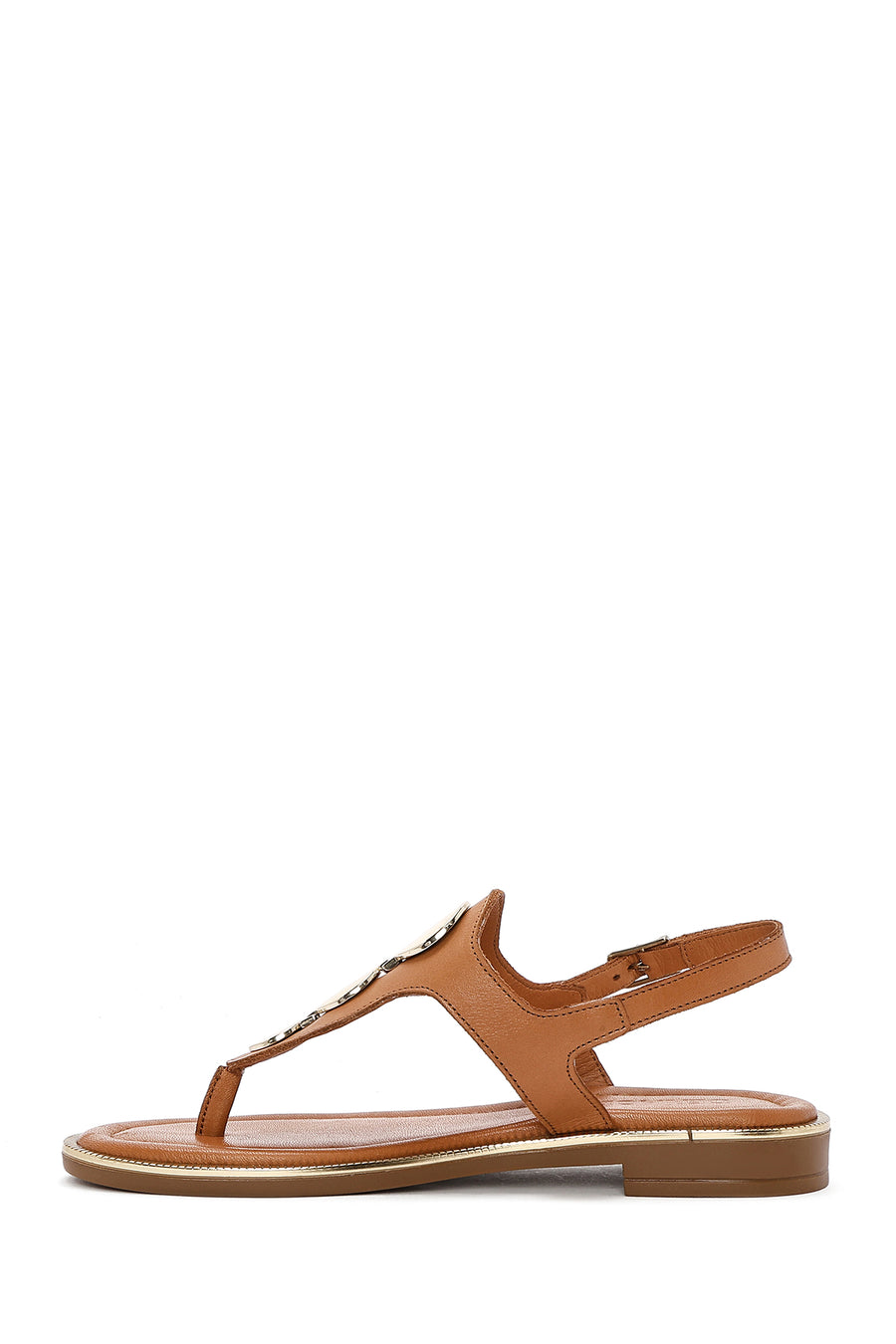 Women's Tan Flip Flops Leather Sandals