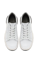 Men's White Lace-up Thick-Sole Leather Sneaker | Derimod
