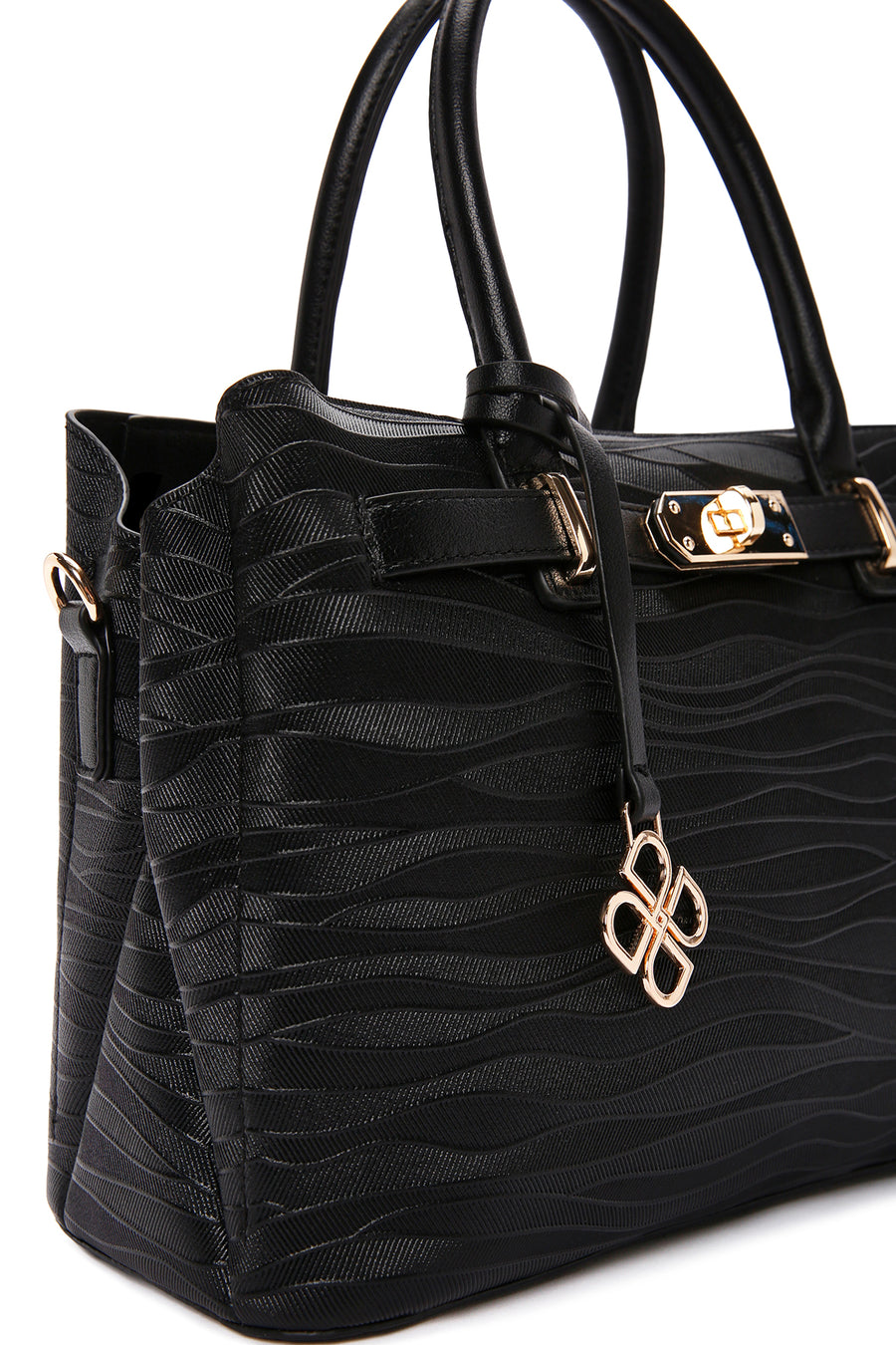 Woman Black Long Strap Printed Shoulder Bag