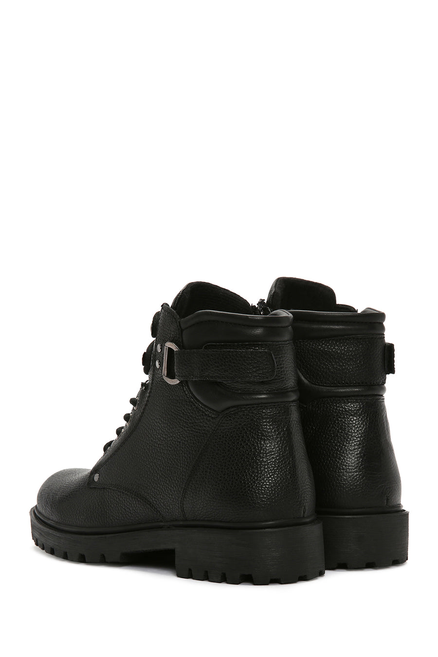 Men's Black Leather Zippered Casual Boots
