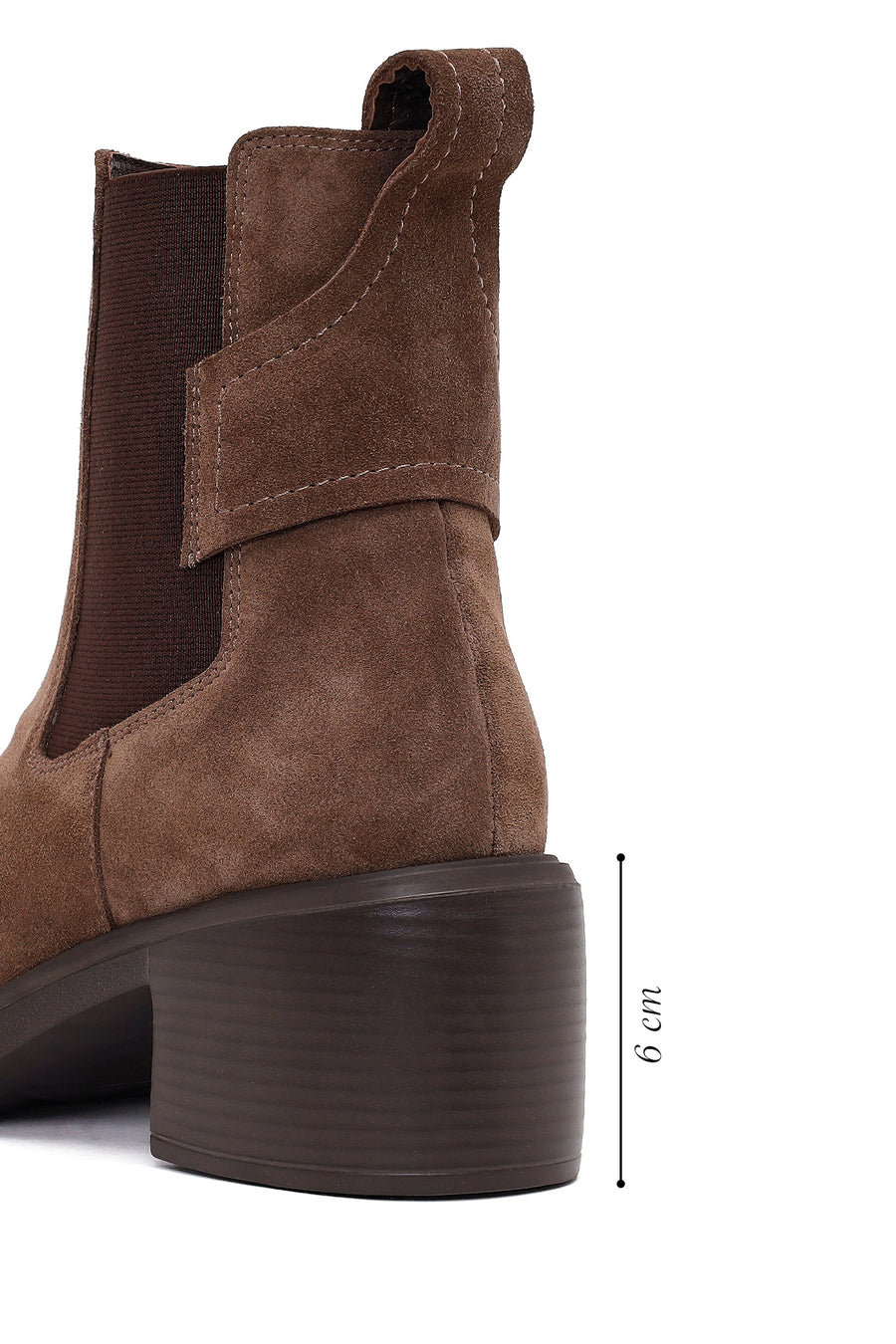 Woman Mink Thick-Heeled Suede Chelsea Boots