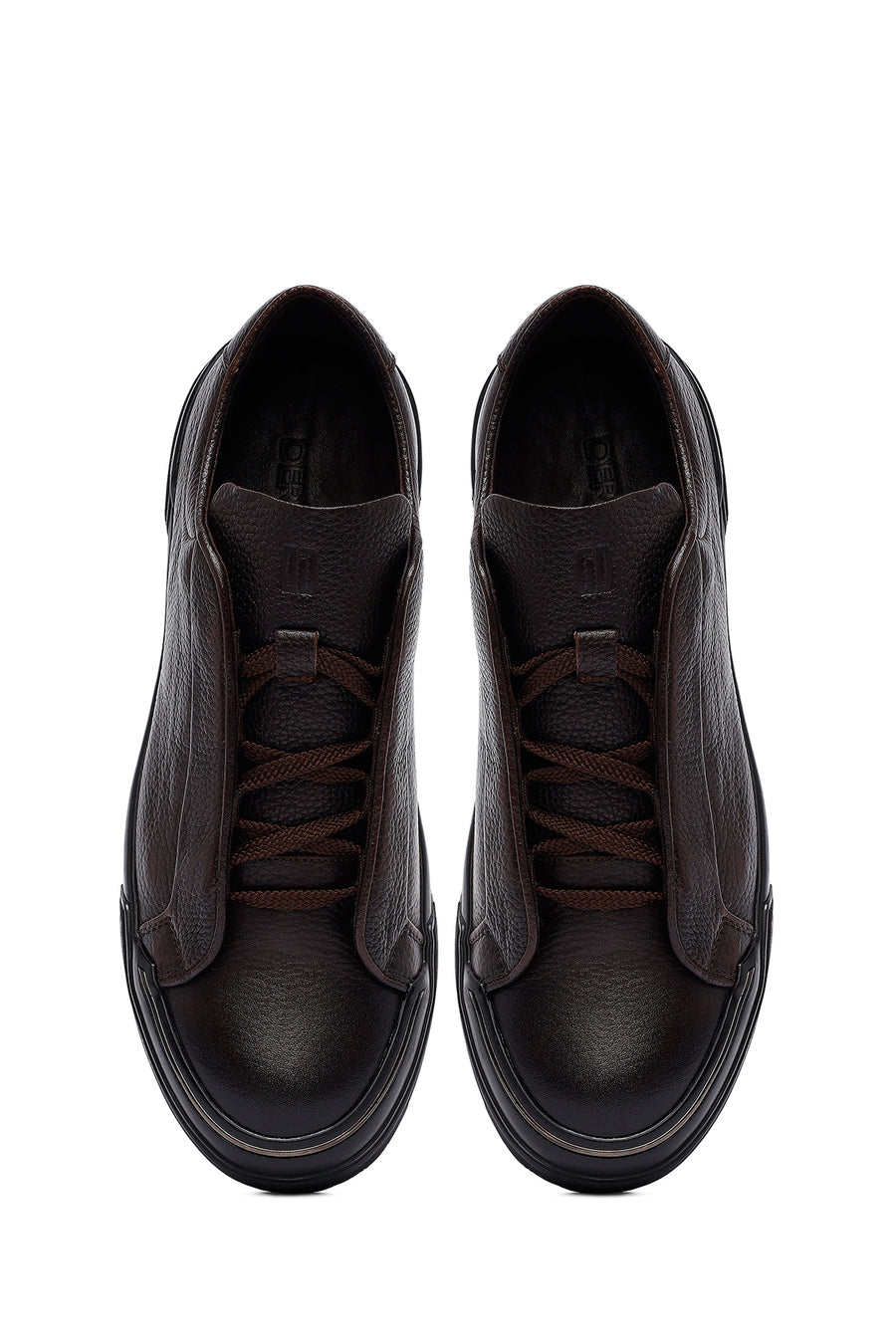 Men's Brown Lace-Up Leather Sneakers