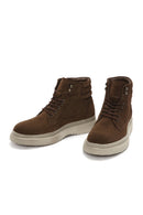 Men's Brown Thick Soled Laced Suede Leather Boots | Derimod