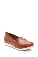 Women's Tan Leather Comfort Loafer | Derimod