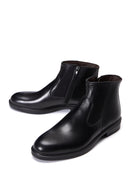 Men's Black Leather Casual Zipper Boots | Derimod