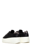 Women's Black Lace-Up Chunky Sole Leather Sneakers | Derimod