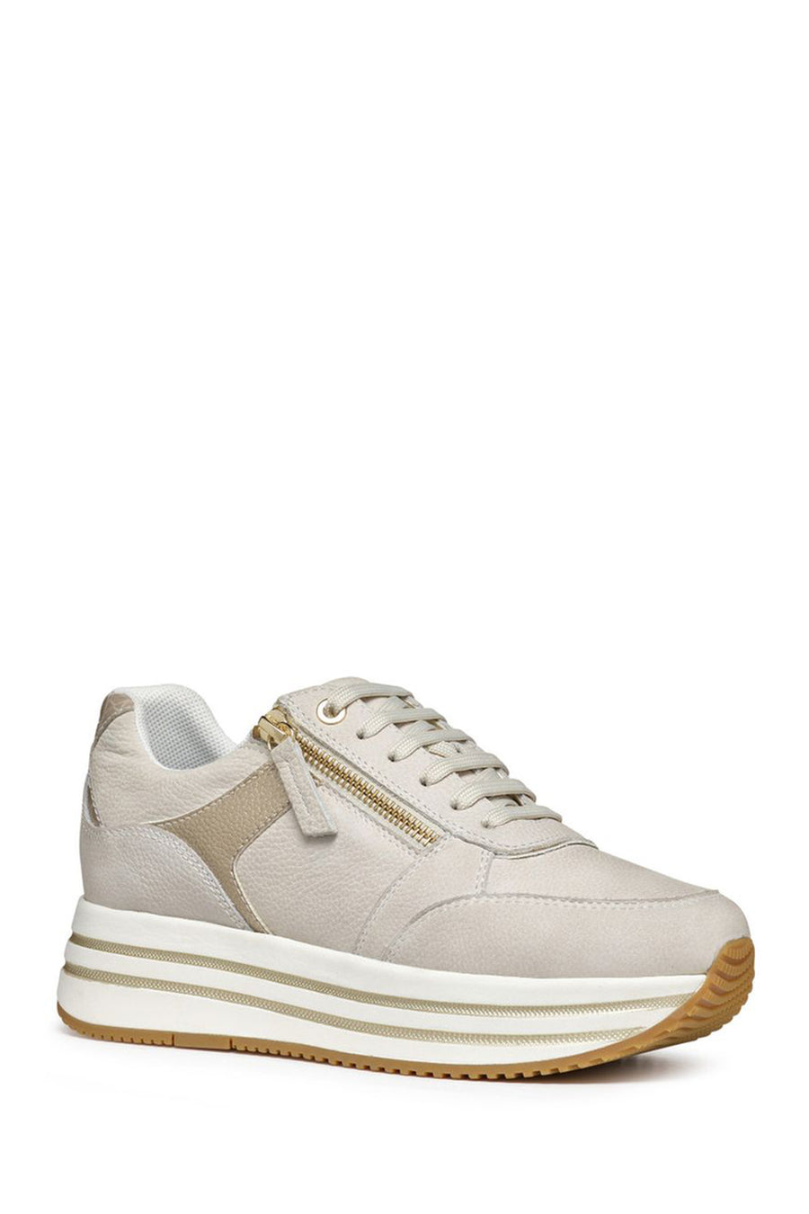 Geox Kadın Bej Kency Kalın Tabanlı Bağcıklı Sneaker