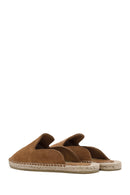 Women's Tan Suede Leather Espadrille Slippers | Derimod