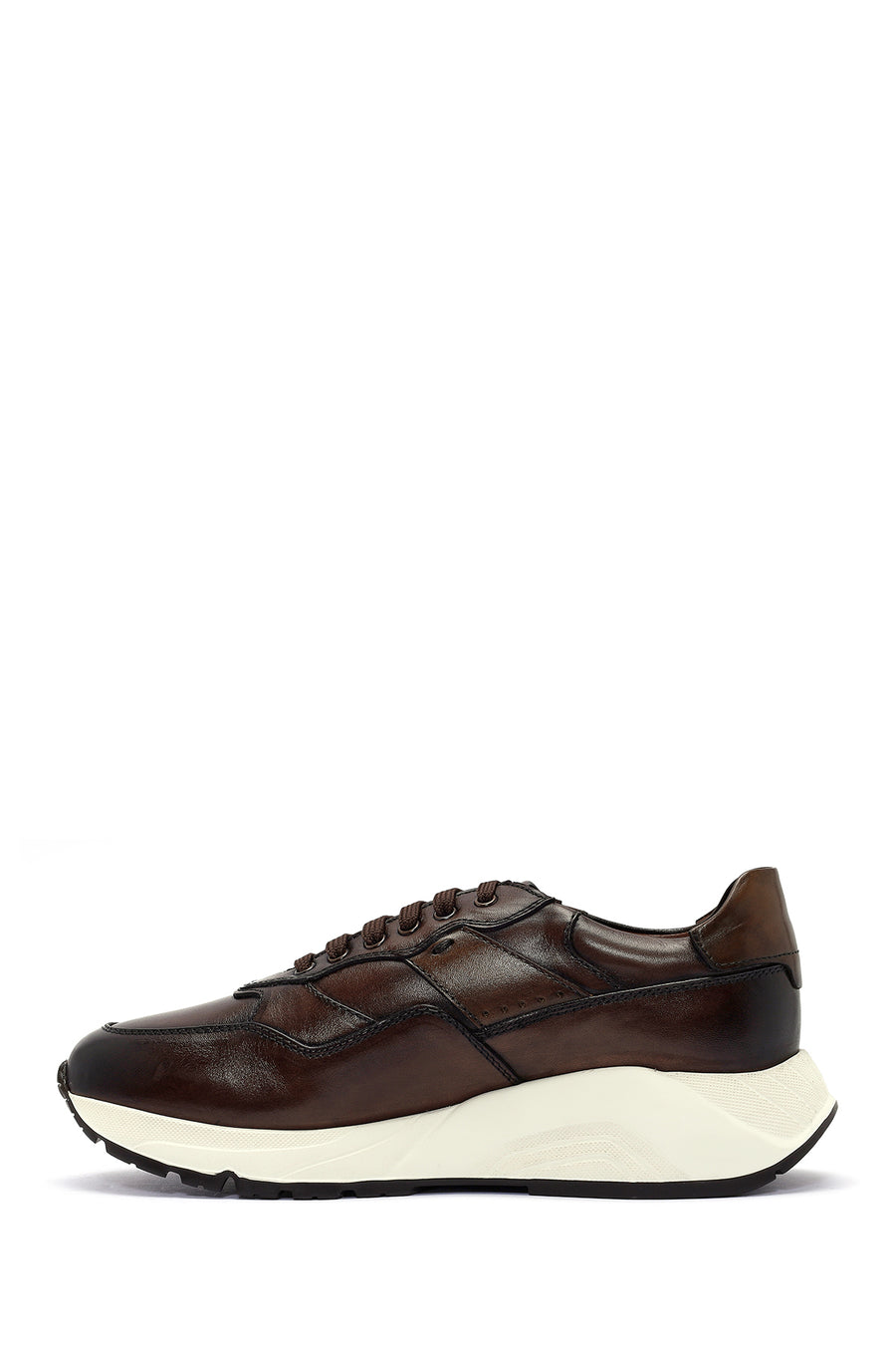 
Men's Brown Thick-Soled Lace-Up Leather Sneaker
