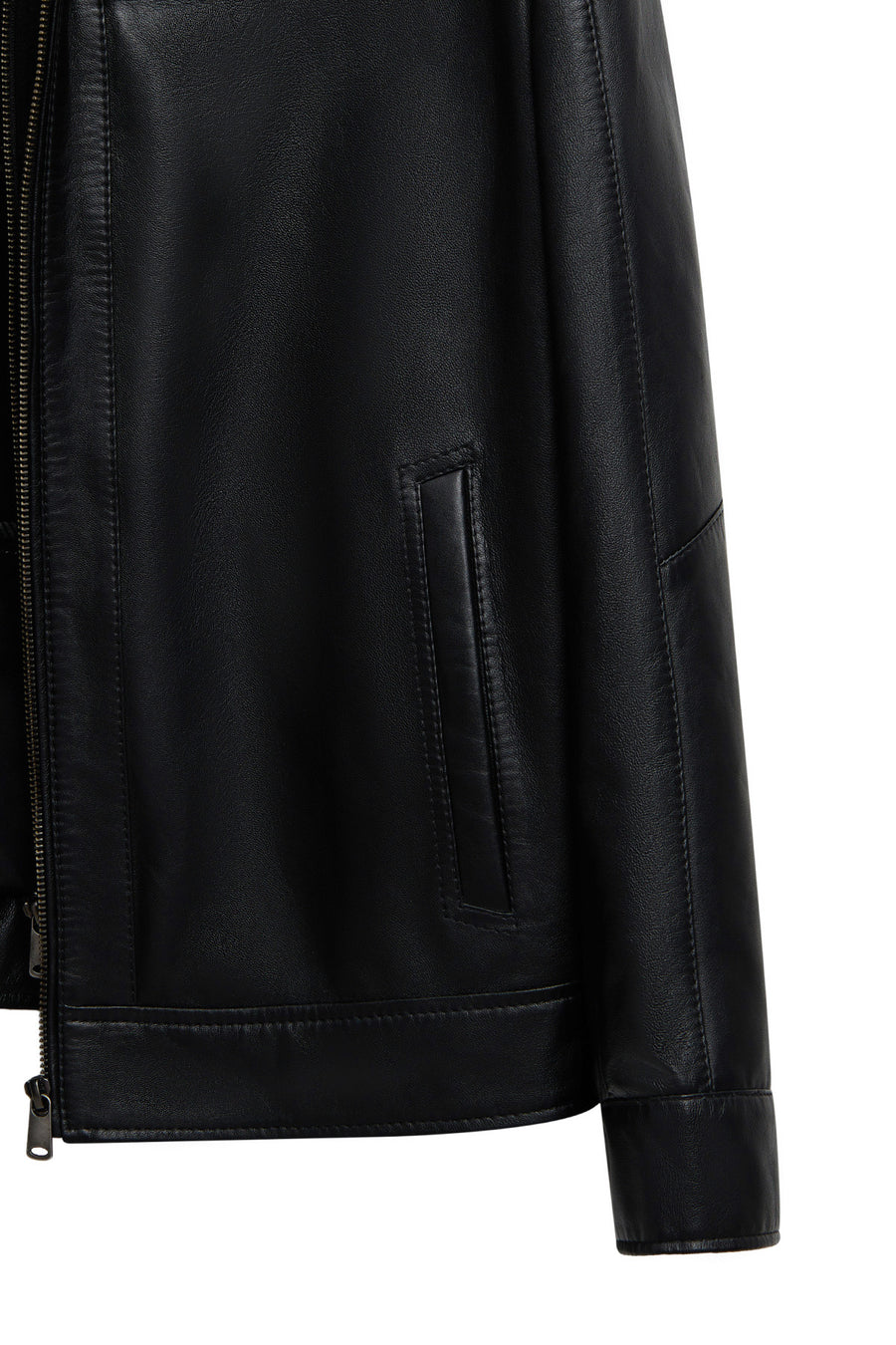 Elton Men's Black Turn-Down Collar Leather Jacket
