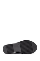 Women's Black Thick Soled Leather Comfort Slippers | Derimod