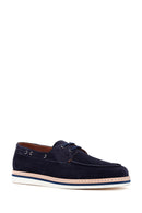 Men's Navy Blue Suede Leather Casual Shoes | Derimod