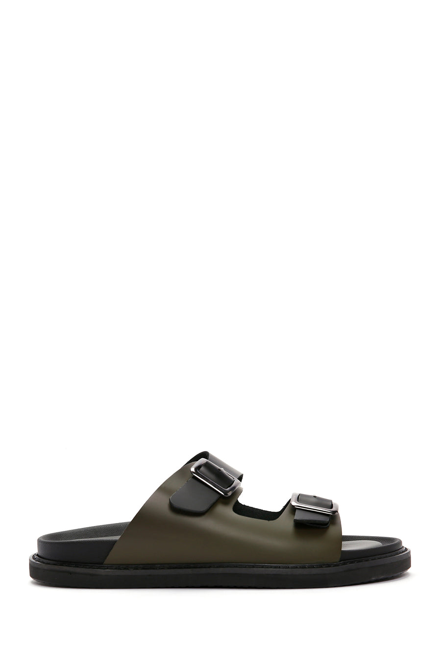 Men's Black Leather Slippers 24SFD626218 | Derimod