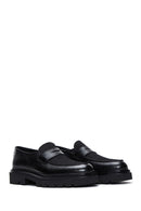 Men's Black Leather Thick Soled Casual Loafer | Derimod