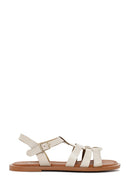 Women's Beige Ankle Strap Leather Bodrum Sandals | Derimod