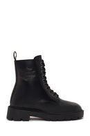Harley Davidson Woman Black Cree Zip Closure Leather Combat Boots | Derimod