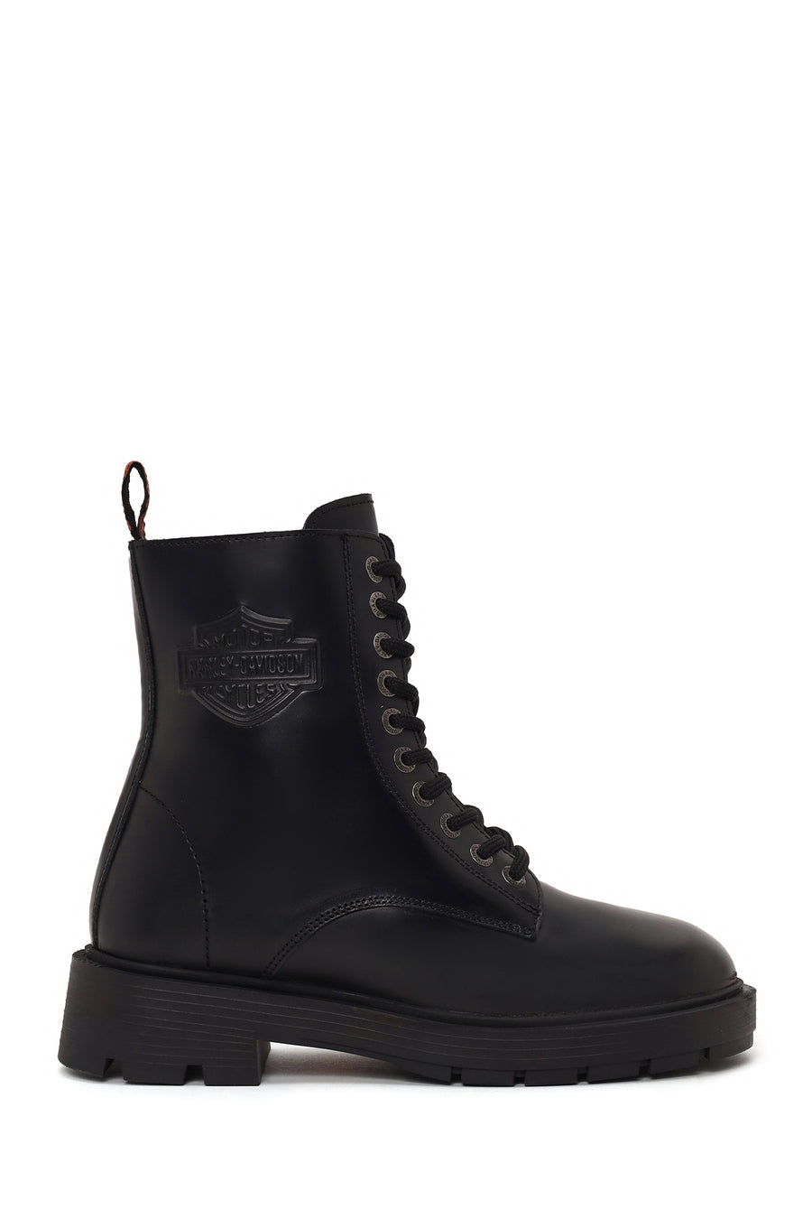 Harley Davidson Woman Black Cree Zip Closure Leather Combat Boots 026Z100077 | Derimod