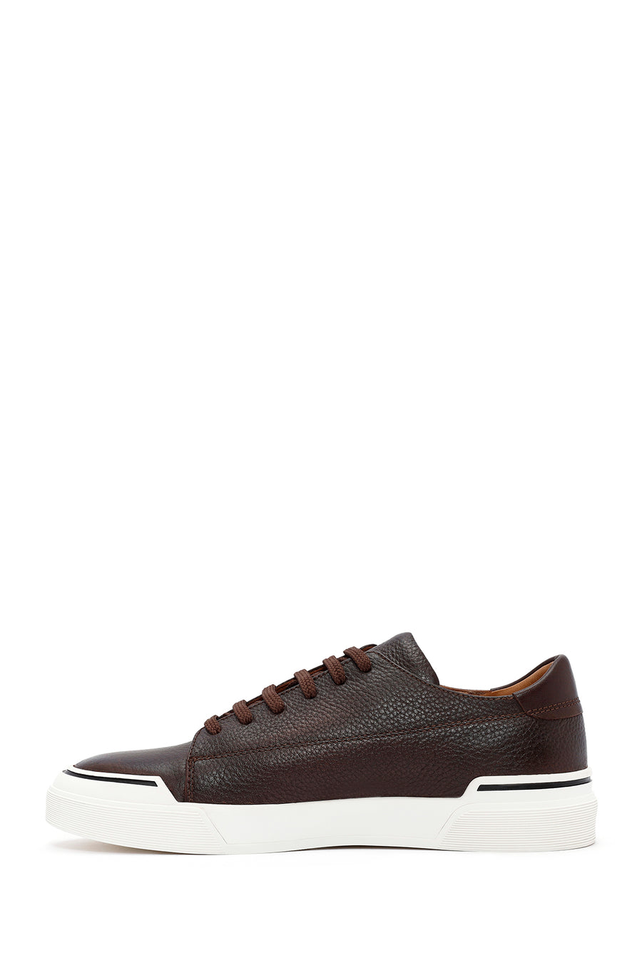Men's Brown Lace-Up Leather Sneaker