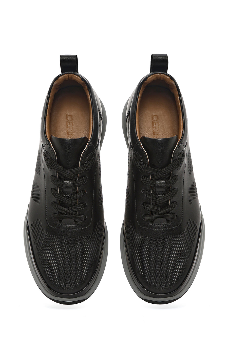 Erkek Siyah Bağcıklı Deri Casual Sneaker