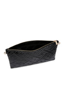 Women's Black Chain Strap Patterned Patent Leather Clutch Bag | Derimod