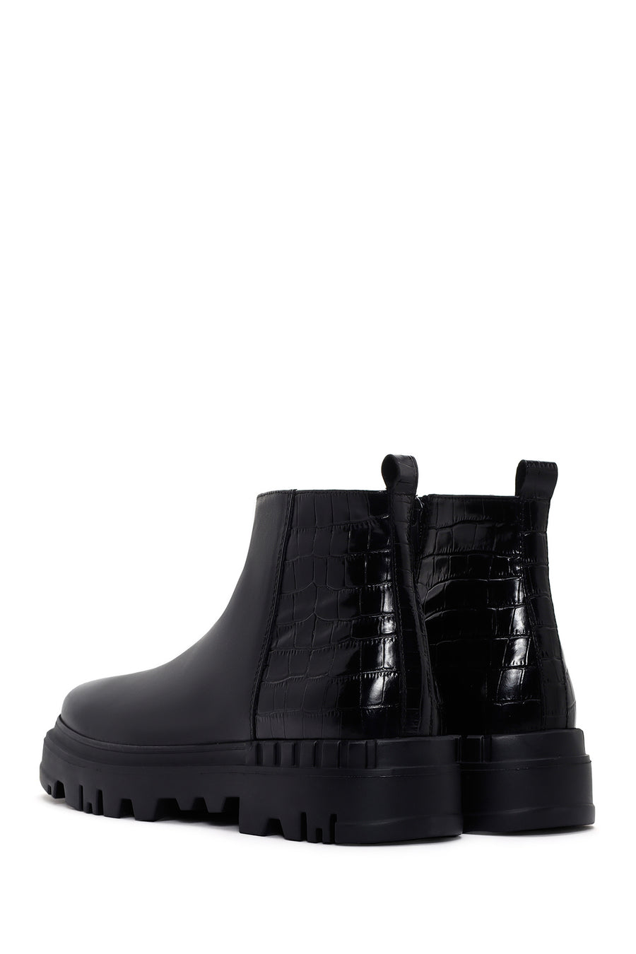 Men's Black Zippered Leather Casual Boots