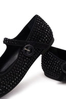 Women's Black Stone Leather Ballerinas | Derimod