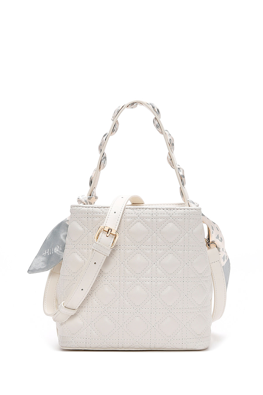 Women's Cream Long Strap Quilted Handbag with Accessory Detail 25SBD2805KP | Derimod