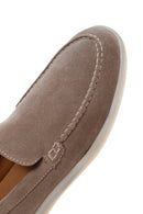 Women's Gray Suede Leather Loafer | Derimod