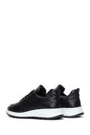 Women's Black Leather Quilted Sneaker | Derimod