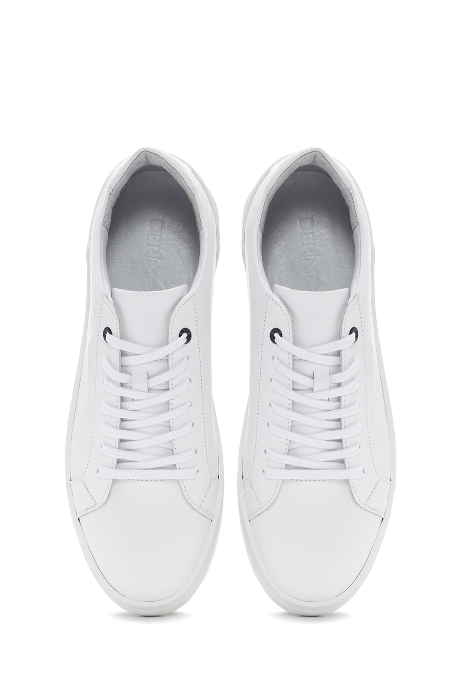 Erkek Beyaz Bağcıklı Deri Sneaker