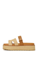 Woman Beige Strappy Thick-Soled Slipper | Derimod