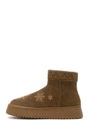 Woman Taba Patterned Suede Teddy Boots | Derimod