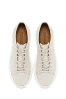 Men's White Lace-up Thick-Sole Leather Sneaker | Derimod