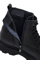 Male Black Zip Closure Thick-Soled Leather Boots | Derimod