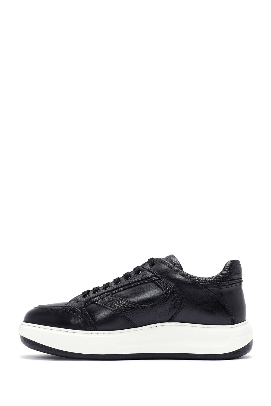 Men's Black Lace-up Leather Sneaker