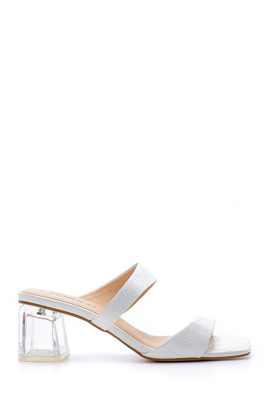 Women's Transparent Heel Crocodile Patterned Slippers 20SFD2074E3 | Derimod