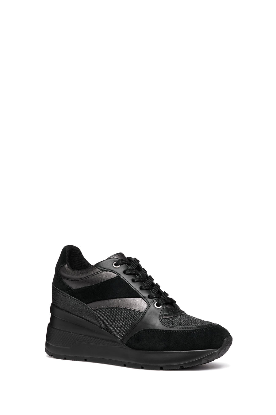 Geox Kadın Siyah D Zosma Bağcıklı Dolgu Topuklu Deri Sneaker