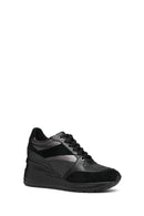 Geox Women's Black D Zosma Lace-Up Wedge Heel Leather Sneakers | Derimod