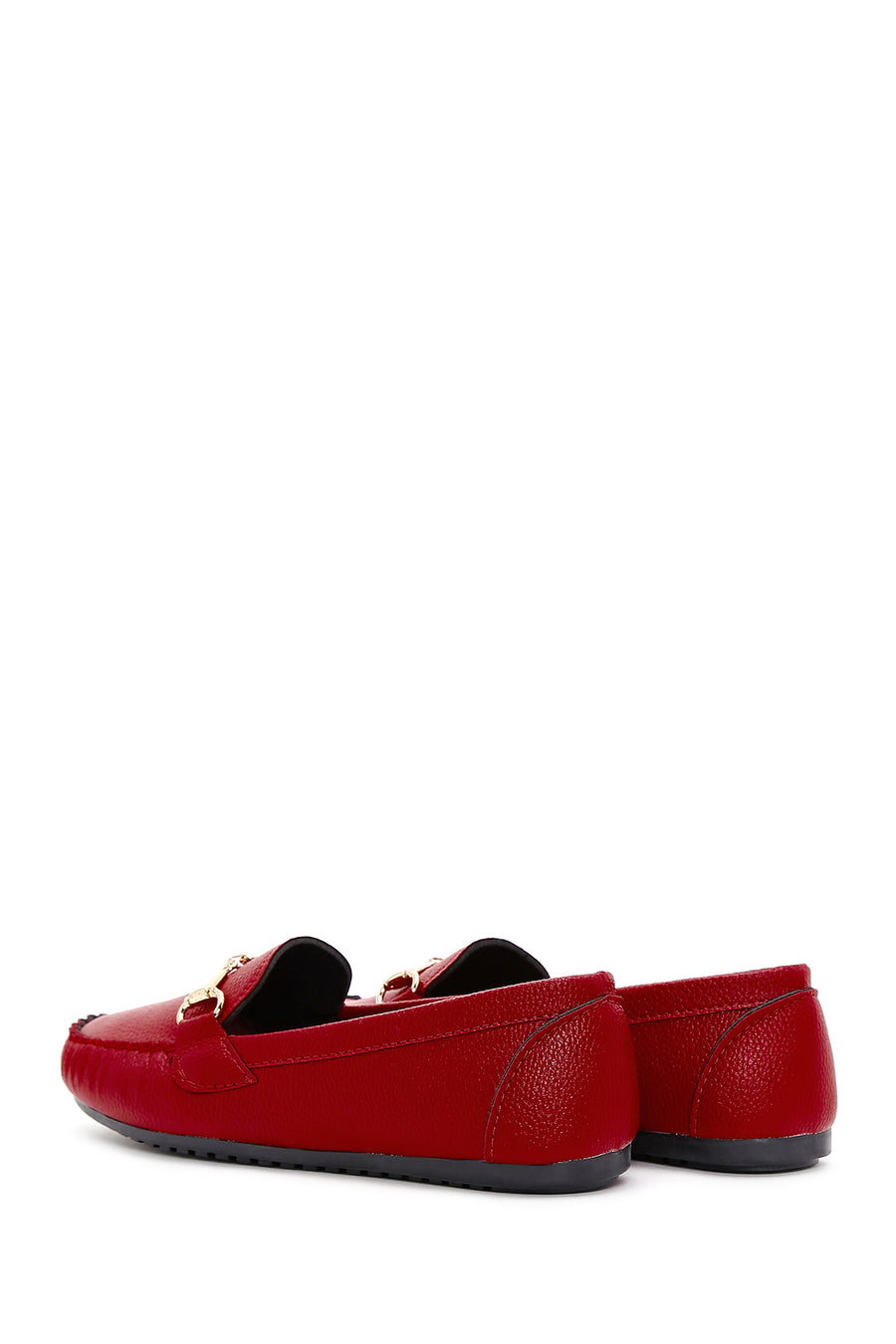Kadın Kırmızı Toka Detaylı Loafer