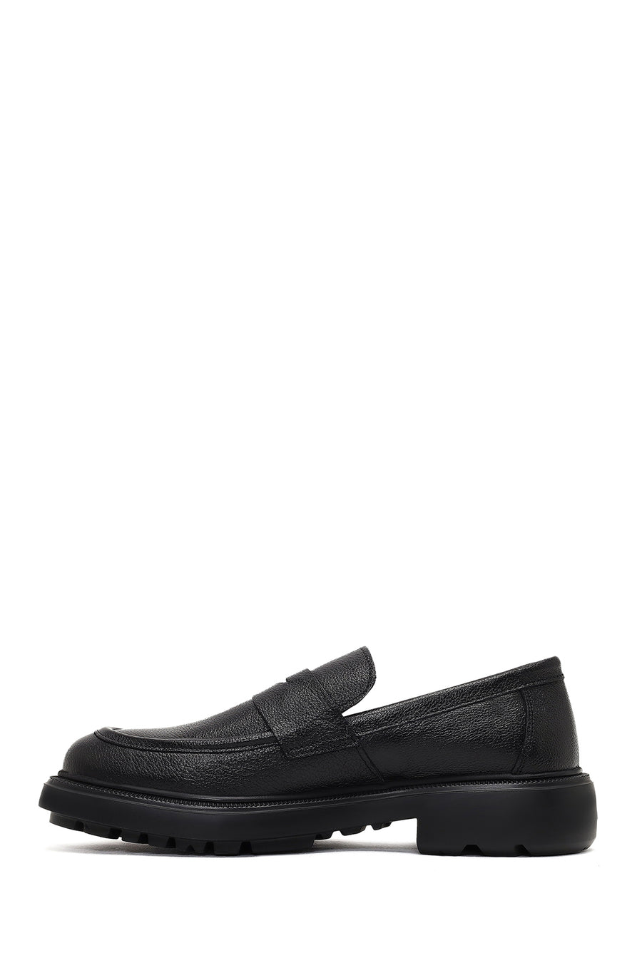 Men's Black Thick-Soled Leather Loafer