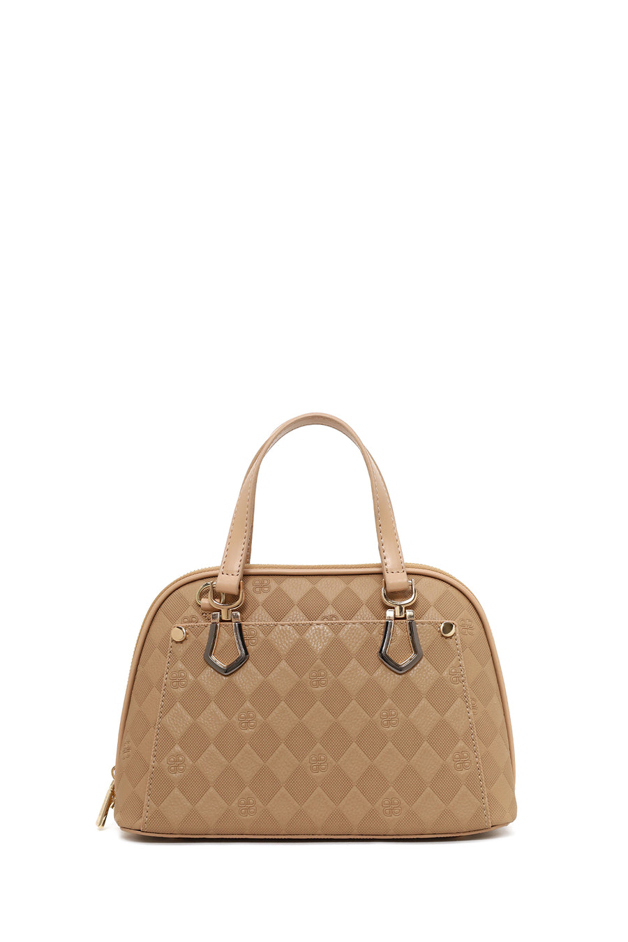 Woman Beige Long-Strap Printed Shoulder Bag