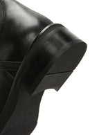 Women's Black Buckle Zippered Leather Boots | Derimod