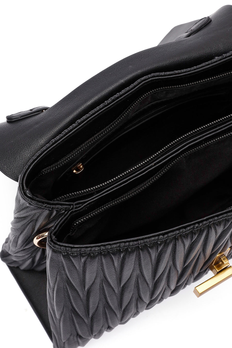 Women's Black Long Strap Handbag with Accessory Detail